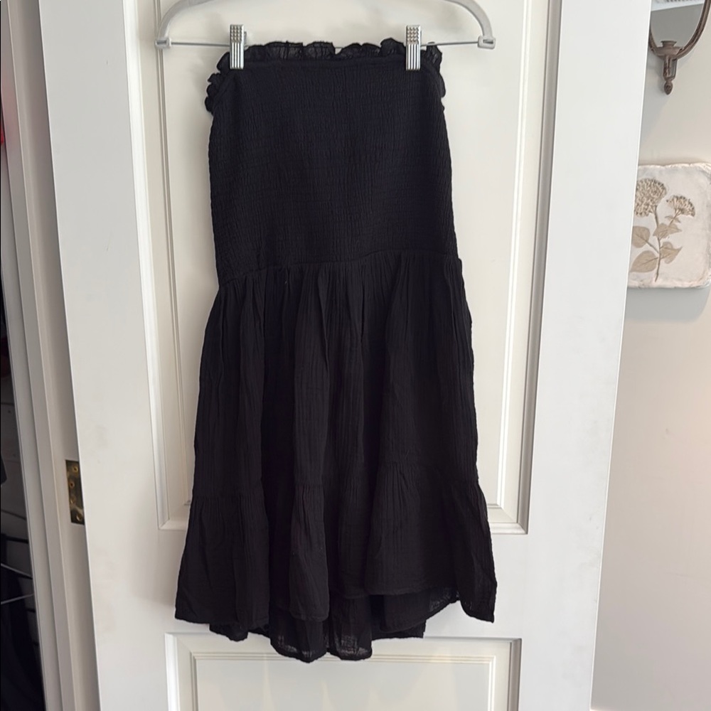 Anthropologie Black Strapless Linen Dress